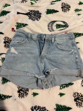H&M Light Blue Distressed Denim Jean Shorts